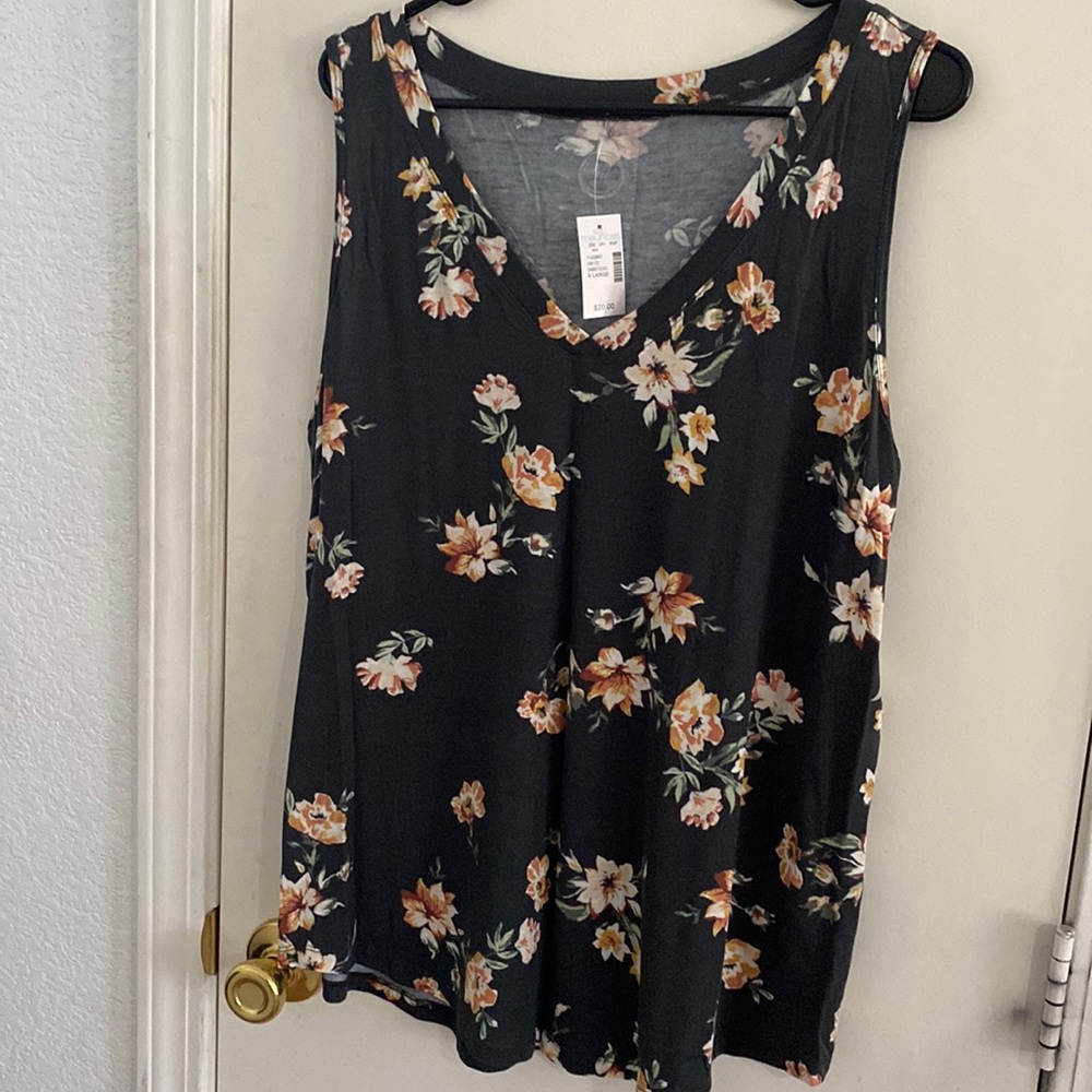 Grey floral tank